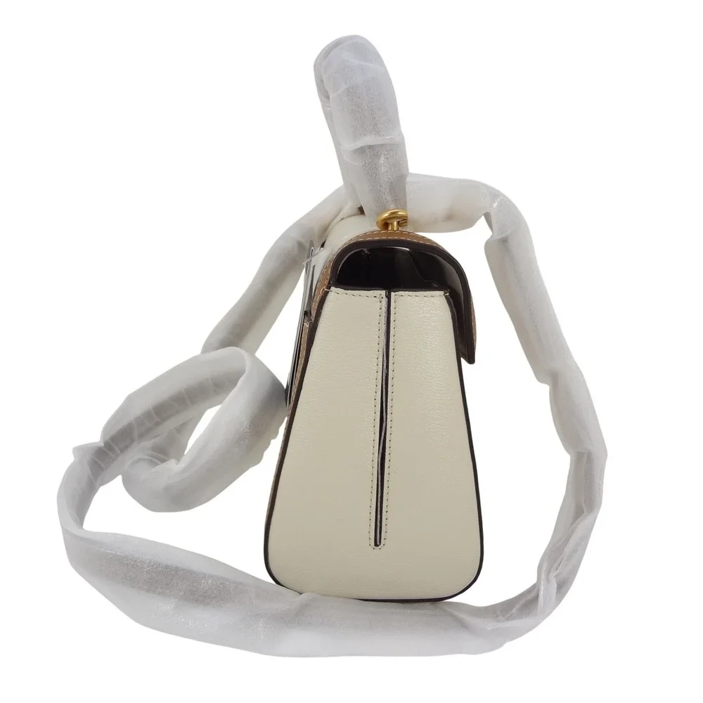 Kate Spade Katy Small Top Handle Bag Halo White Tan Colorblock Leather KE130 NEW